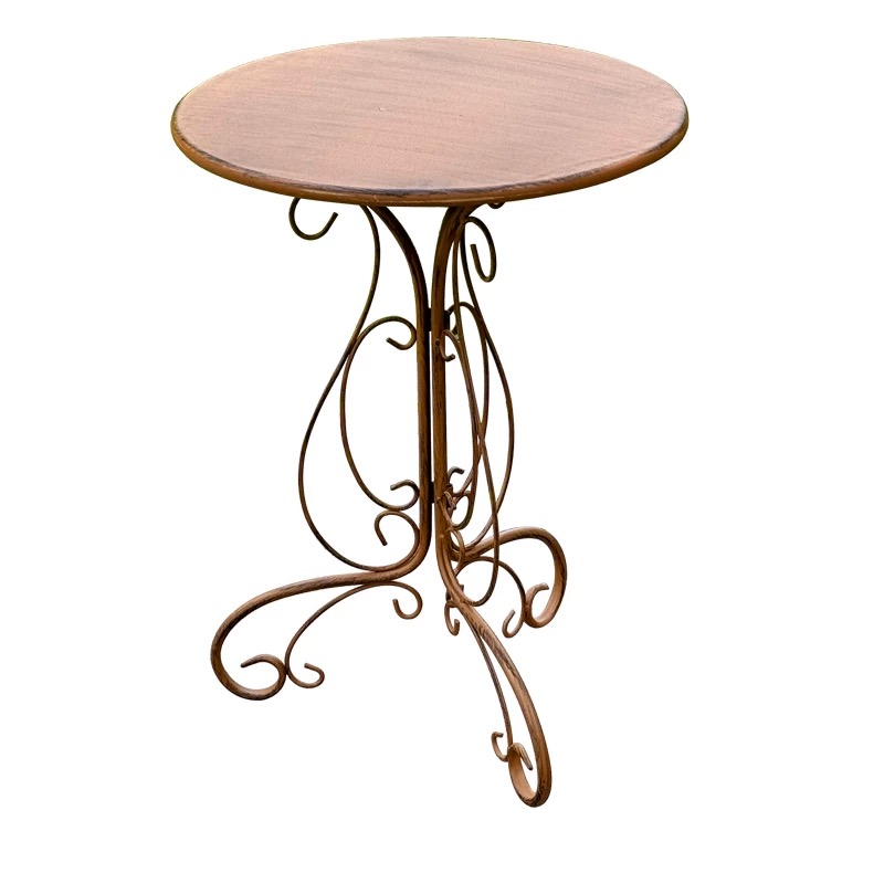 Outdoor Furniture Vintage - Round Side Table with Ornamental Wrought