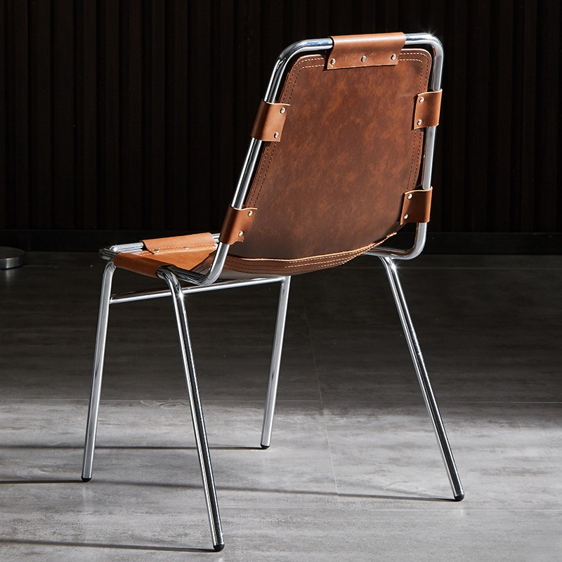 Outdoor Furniture Vintage - Vintage Leather Dining Chair Industrial Modern