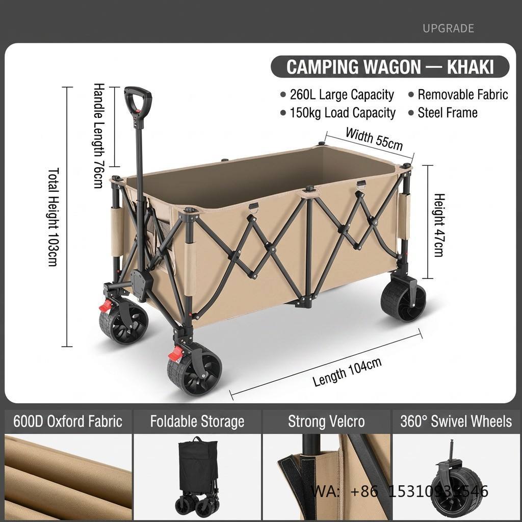 Outdoor Furniture Xl - Reinforced Steel Frame Four-Wheel Foldable Wagon
