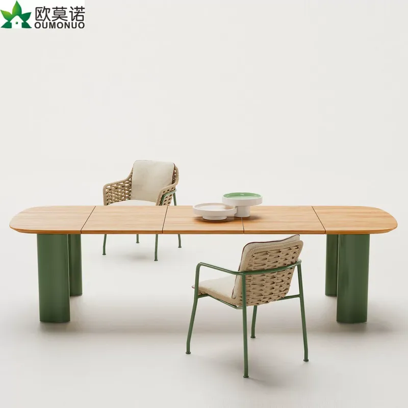 Outdoor Furniture Cafe - Nordic Rattan Outdoor Dining Table Chair