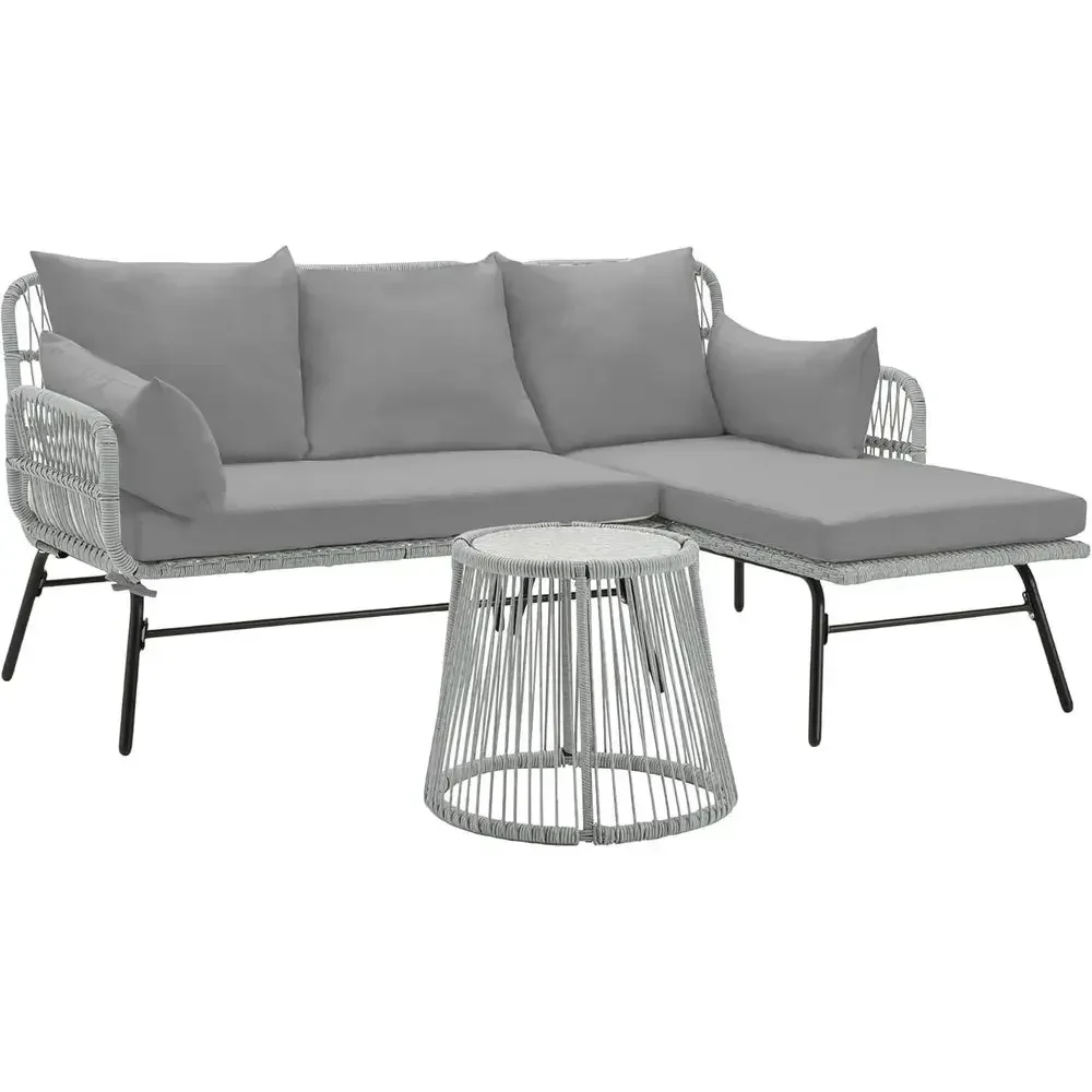 Gray L-Shaped Sectional Patio  - Outdoor Furniture L Shape 评论和价格
