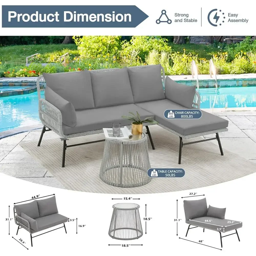 Gray L-Shaped Sectional Patio  - Outdoor Furniture L Shape 评论和价格