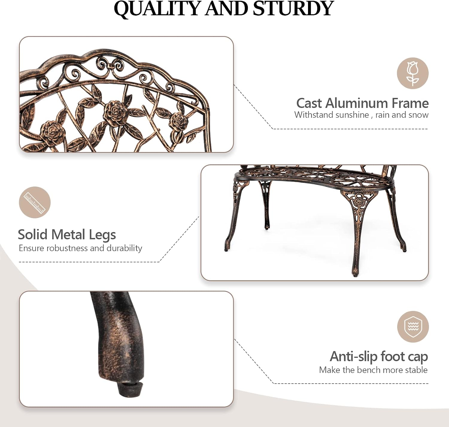 Outdoor Metal Garden Bench, Ro - Outdoor Furniture One Piece 评论和价格