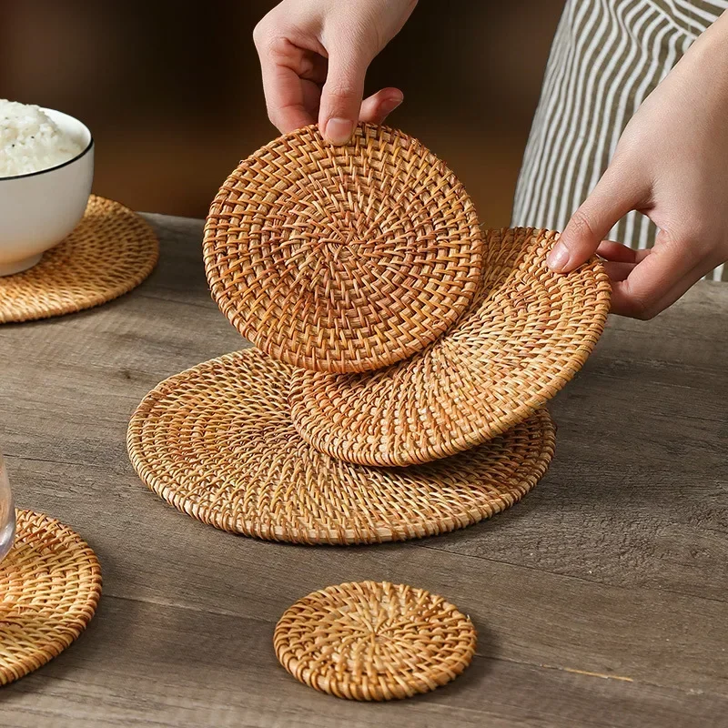 Handmade Round Rattan Coasters - Outdoor Furniture Cafe 评论和价格