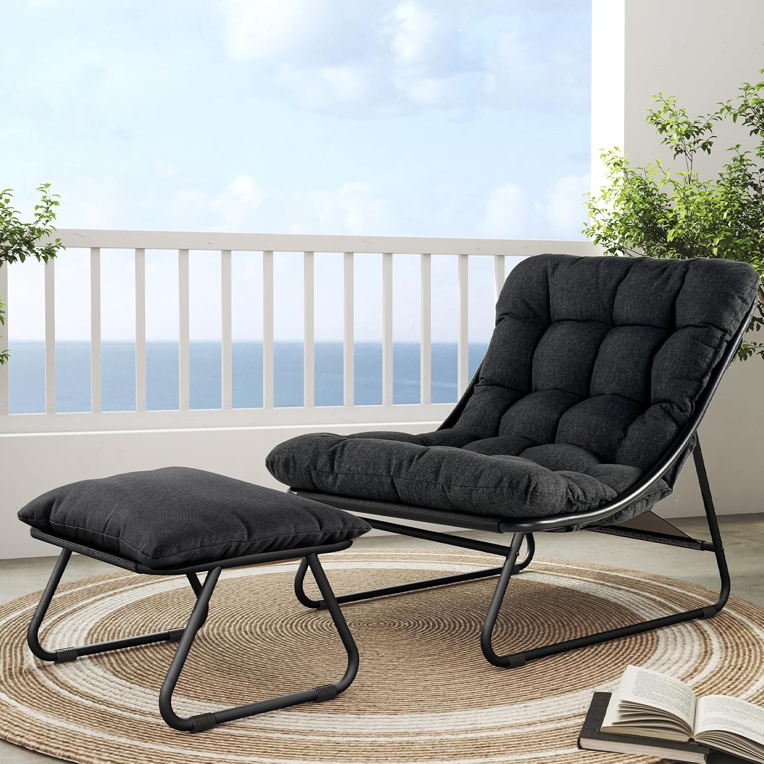 Outdoor Lounge Chair with Foot - Outdoor Furniture Metal Chairs 评论和价格