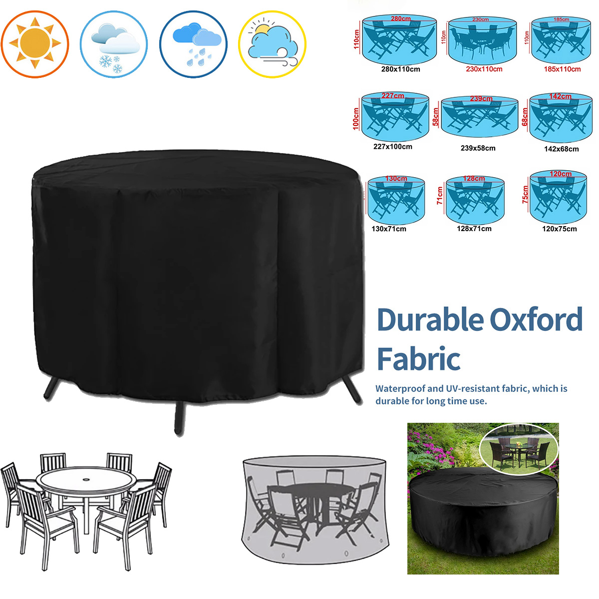Round Cover Round Outdoor Gard - Outdoor Furniture Sunbrella 评论和价格