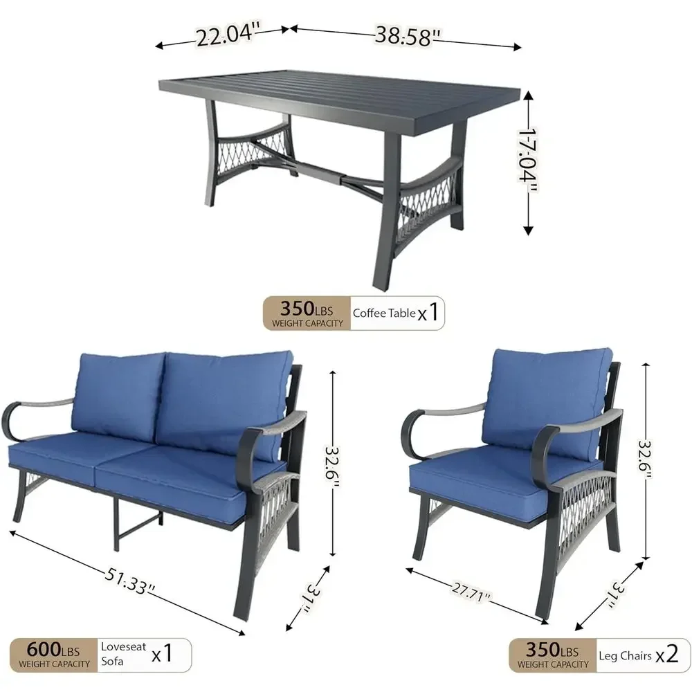 4-Piece Outdoor Metal Patio Fu - Outdoor Furniture Metal Chairs 评论和价格