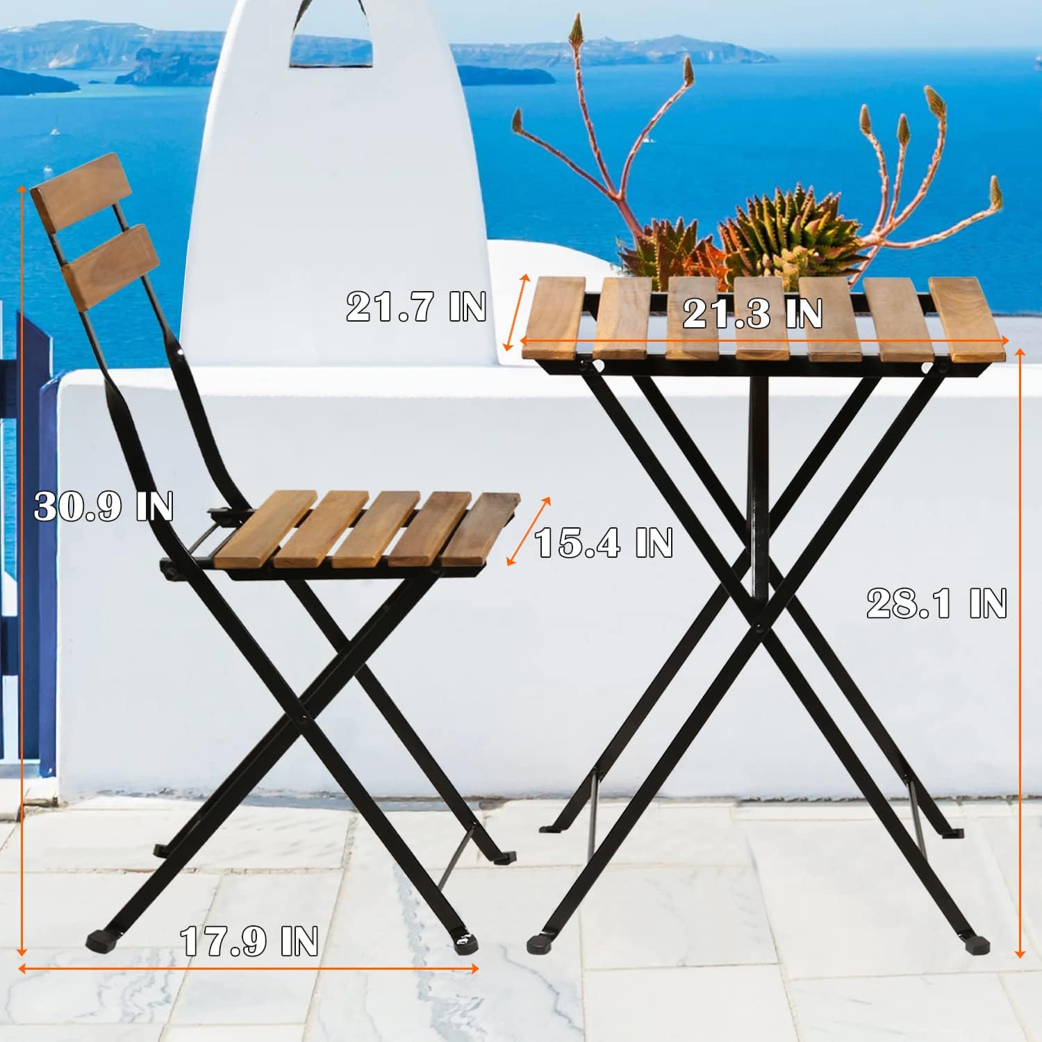 Natural wood 3-piece folding p - Outdoor Furniture One Piece 评论和价格