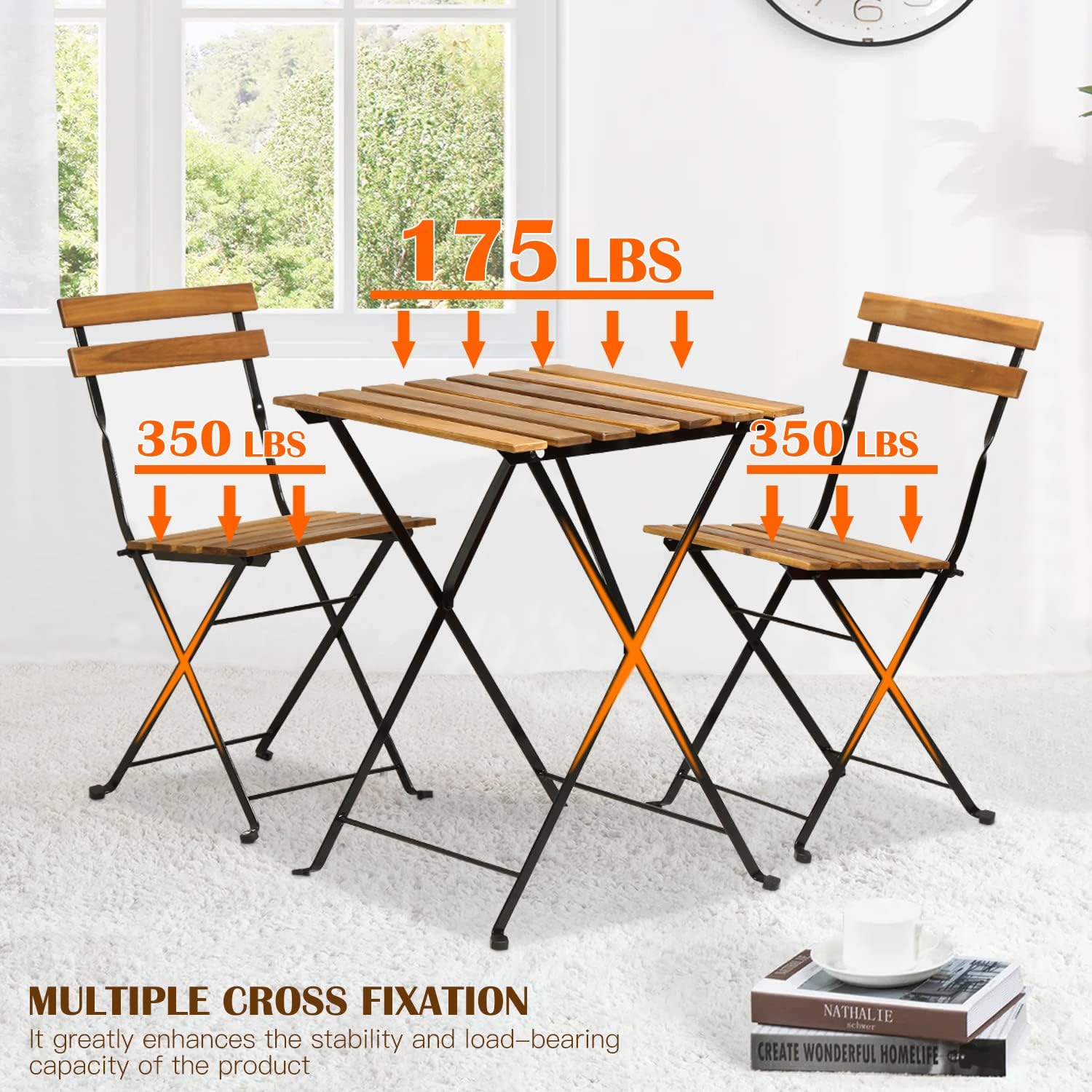 Natural wood 3-piece folding p - Outdoor Furniture One Piece 评论和价格
