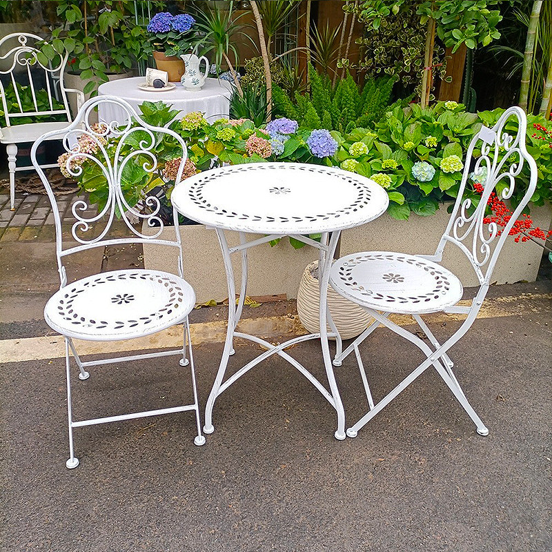 French Country Iron Table and  - Outdoor Furniture Metal Chairs 评论和价格