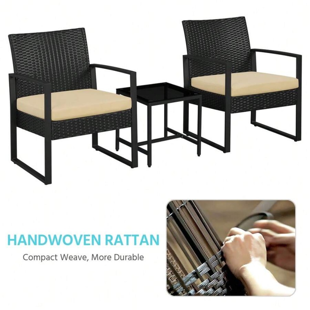 3 Piece Outdoor Wicker Furnitu - Outdoor Furniture Metal Chairs 评论和价格