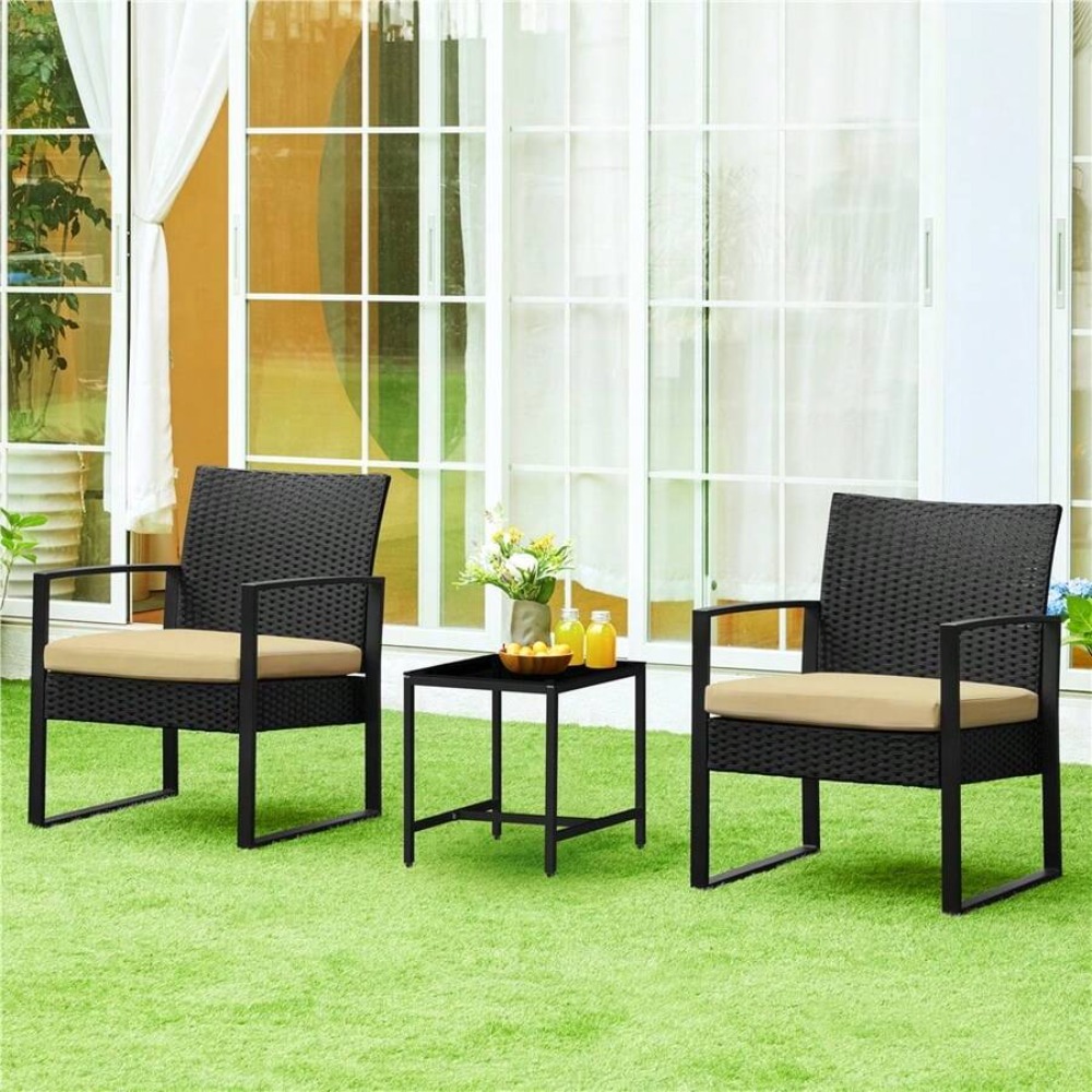 3 Piece Outdoor Wicker Furnitu - Outdoor Furniture Metal Chairs 评论和价格