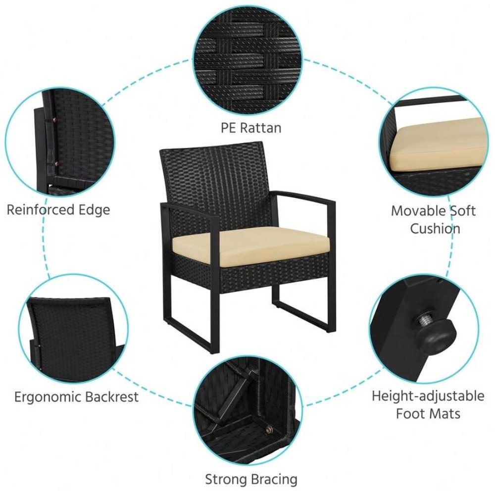 3 Piece Outdoor Wicker Furnitu - Outdoor Furniture Metal Chairs 评论和价格