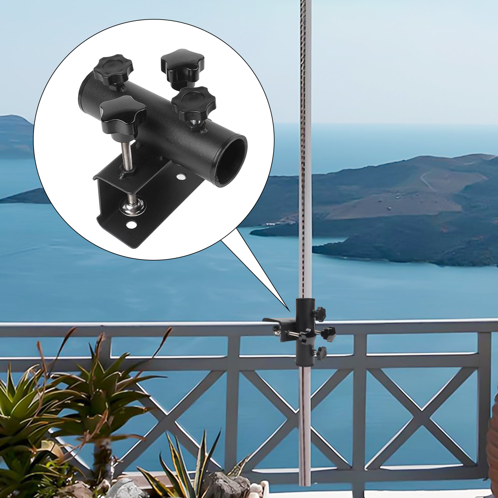 Balcony Umbrella Holder Clamp  - Outdoor Furniture Sunbrella 评论和价格