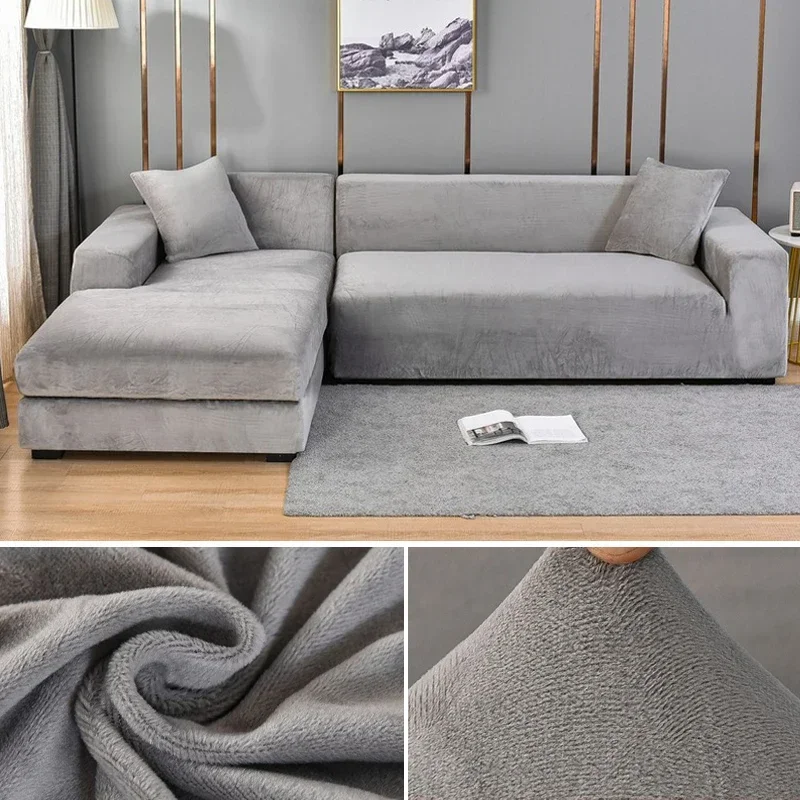 Velvet Sofa Cover Thick Elasti - Outdoor Furniture L Shape 评论和价格