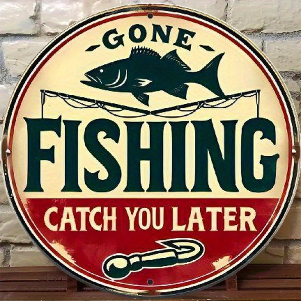 Vintage Fishing Aluminum Sign  - Outdoor Furniture Vintage 评论和价格