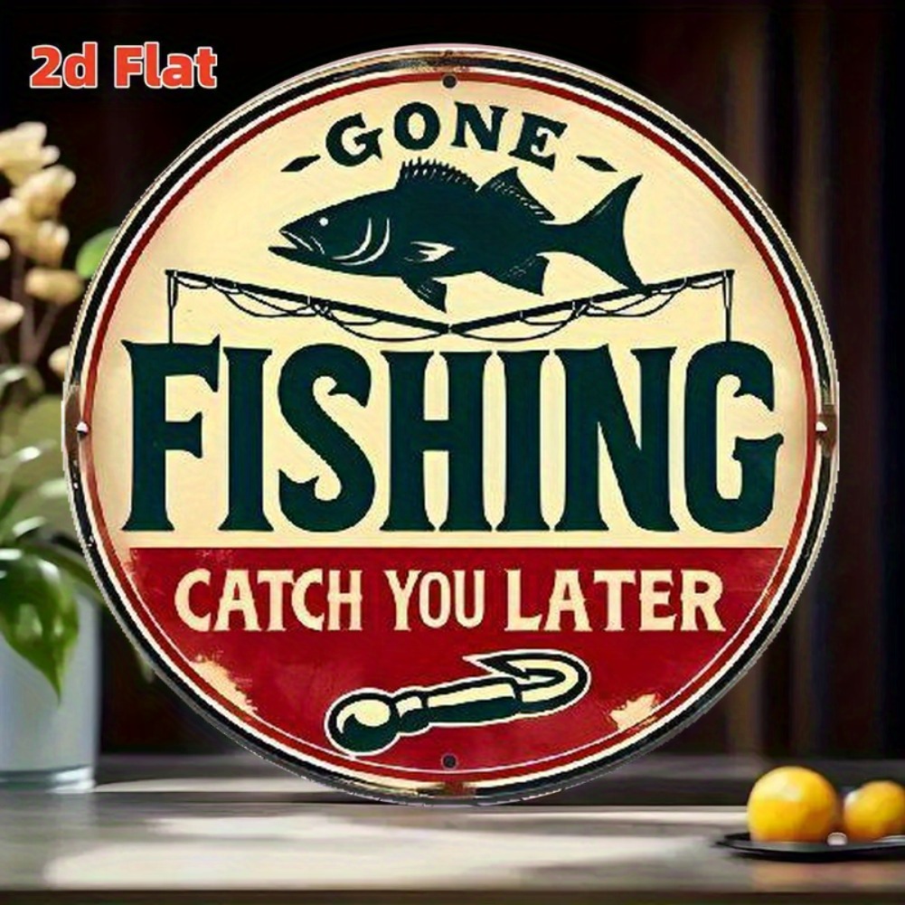 Vintage Fishing Aluminum Sign  - Outdoor Furniture Vintage 评论和价格