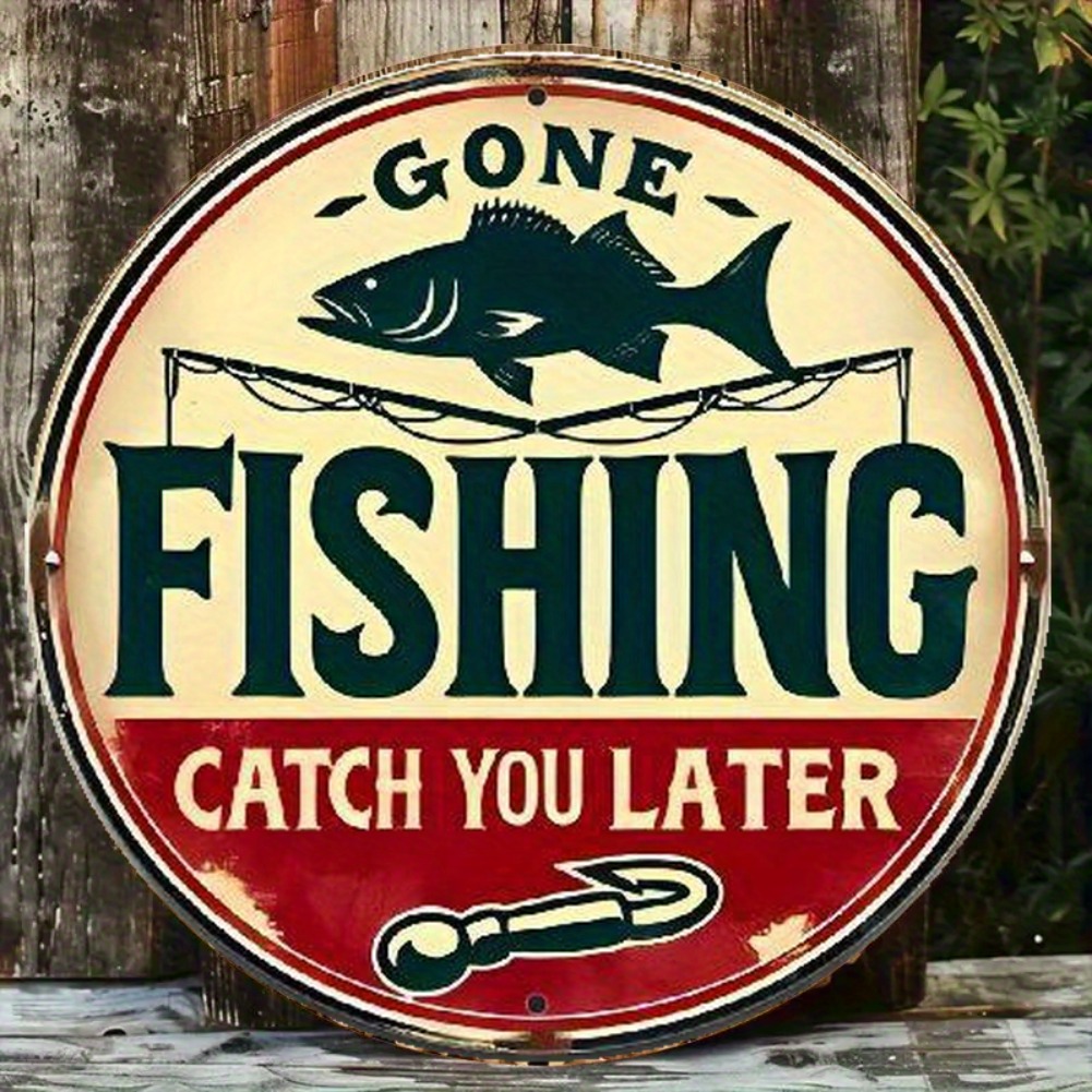Vintage Fishing Aluminum Sign  - Outdoor Furniture Vintage 评论和价格