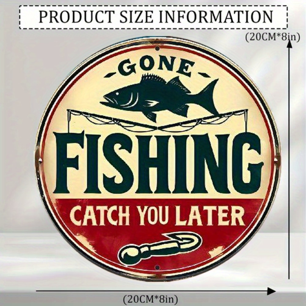 Vintage Fishing Aluminum Sign  - Outdoor Furniture Vintage 评论和价格