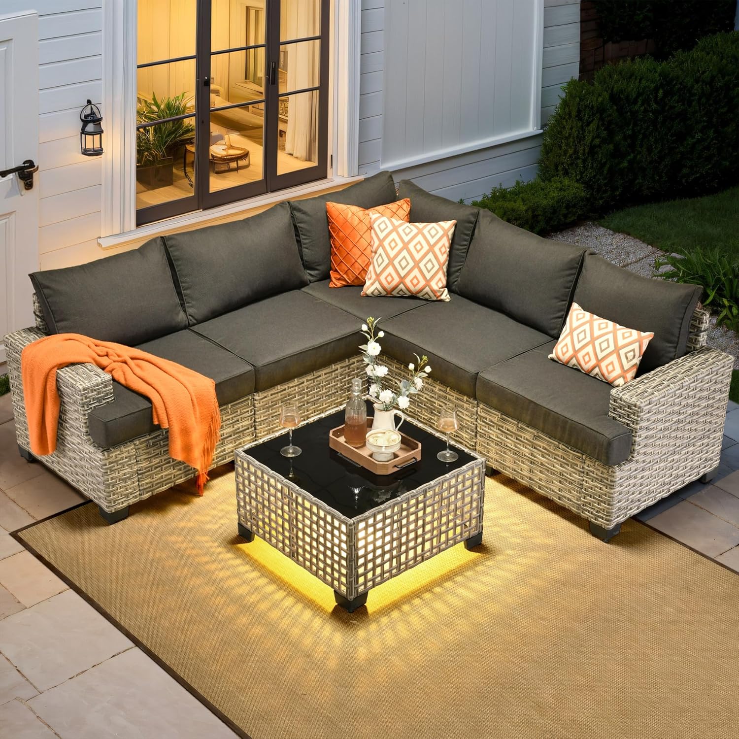 *u-Outdoor Sectional Patio Fur - Outdoor Furniture L Shape 评论和价格
