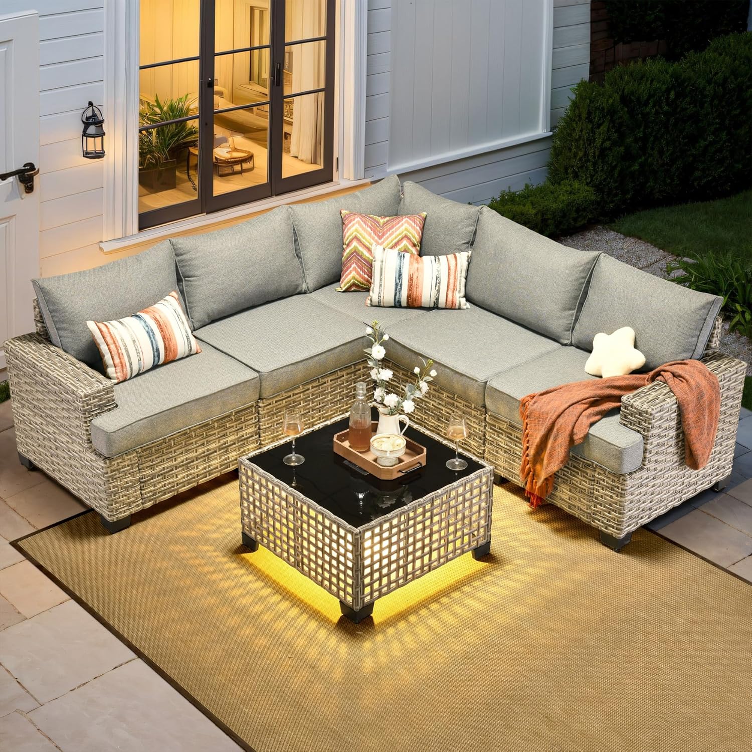 *u-Outdoor Sectional Patio Fur - Outdoor Furniture L Shape 评论和价格