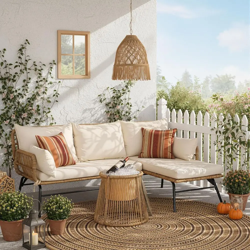 Boho-Style Patio Furniture Set - Outdoor Furniture L Shape 评论和价格