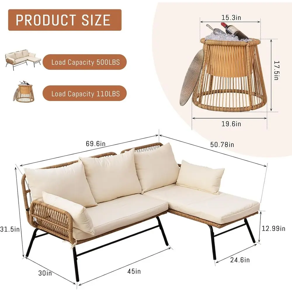 Boho-Style Patio Furniture Set - Outdoor Furniture L Shape 评论和价格