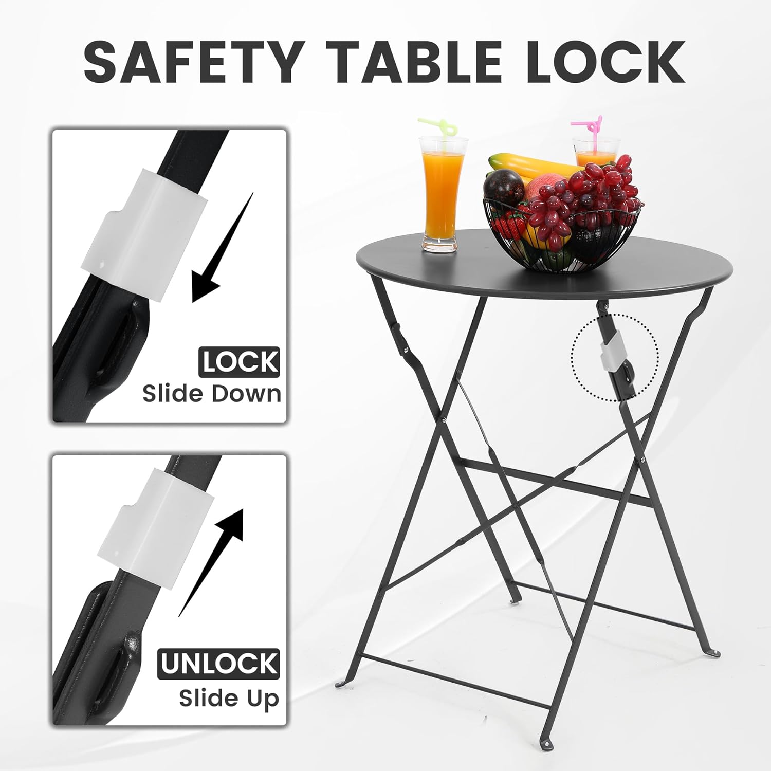 Space-saving black 3-piece fol - Outdoor Furniture One Piece 评论和价格